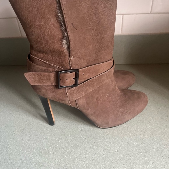 Aldo Brown Heeled Boots with Faux Fur Trim - Picture 5 of 8